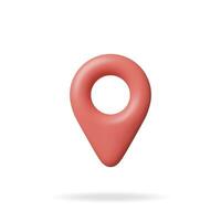 3D Location Map Pin Isolated on White. Render Red GPS Pointer Marker Icon. GPS and Navigation Symbol. Element for Map, Social Media, Mobile Apps. Realistic Vector Illustration