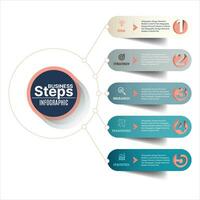 Business data visualization. Business stage process chart. Graphic abstract element, diagram with 5 steps, options, parts or processes. Creative concept for infographics. vector