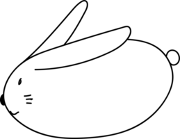 Cute cartoon rabbit illustration on transparent background. png