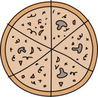 Pizza doodle illustration on transparent background. png