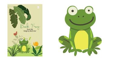 Cute frog flower garden on yellow background. Reptile animal character cartoon design. Image for cards, posters, baby products, book covers.Vector.Illustration. vector