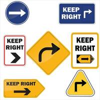 Set round traffic sign, Turn right. Allow traffic to the right or right only. right turn traffic signs collection vector