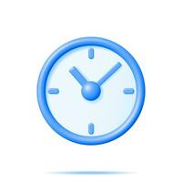 3D Simple Classic Round Wall Clock Isolated. Render Alarm Clock Icon. Measurement of Time, Deadline, Time-Keeping and Time Management Concept. Watch Symbol. Minimal Vector Illustration