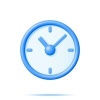 3D Simple Classic Round Wall Clock Isolated. Render Alarm Clock Icon. Measurement of Time, Deadline, Time-Keeping and Time Management Concept. Watch Symbol. Minimal Vector Illustration