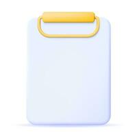 Realistic Detailed 3D Clipboard with Empty Paper Sheet Isolated on White Background. Purple Clip Board Render with White Paper. Office Stationery or Paperwork Concept. Vector Illustration