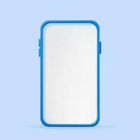 3d Realistic Smartphone with Empty Screen. Front View Smart Phone Mockup Render. 3D Telephone Blue Color. Modern Mobile Gadget Device Icon. Vector Illustration