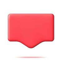 3D Red Blank Speech Bubble Isolated on White. Rendering Chat Balloon Pin. Notification Shape Mockup. Communication, Web, Social Network Media, App Button. Realistic Vector Illustration
