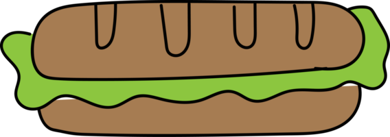 Sandwich doodle illustration, Transparent background. png