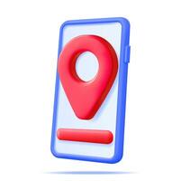 3D Location Map Pin in Smartphone Isolated on White. Blue GPS Pointer Marker Icon. GPS and Navigation Symbol and Phone. Element for Map, Social Media, Mobile Apps. Realistic Vector Illustration