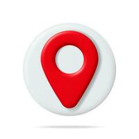 3D Location Map Pin Isolated on White. Red GPS Pointer Marker Icon. GPS and Navigation Symbol. Element for Map, Social Media, Mobile Apps. Realistic Vector Illustration