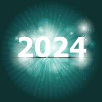 2024 Happy New Year on green background vector