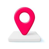 3D Location Map Pin Isolated on White. Red GPS Pointer Marker Icon. GPS and Navigation Symbol. Element for Map, Social Media, Mobile Apps. Realistic Vector Illustration