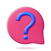 3D Speech bubble with Question Mark Isolated. Render Question Symbol. Thin Realistic Icon. Concept of FAQ, Support and Help. Problem, Survey, Information. Vector Illustration