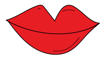 Mouth doodle illustration on transparent background. png