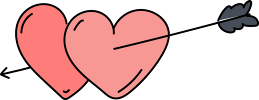 Heart doodle illustration on transparent background. png