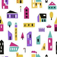 Modern seamless pattern with abstract houses. vector