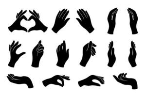 A set of hands with different gestures. vector