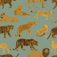 Modern seamless pattern with wild animals. vector