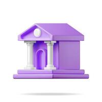 3D Bank Building Isolated on White. Render Financial House Icon. Construction with Columns in Ancient Design. Money Deposit and Withdrawal, Financial Transactions Service Banking. Vector Illustration