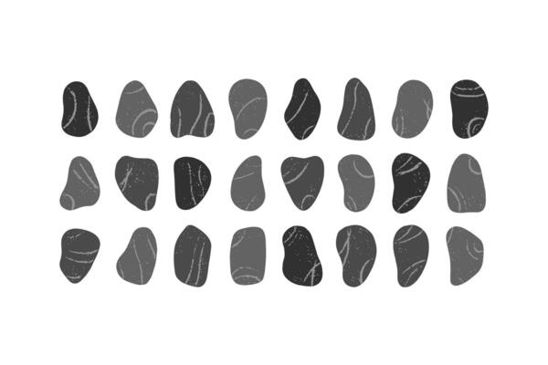 Set of pebble stones isolated on white background.