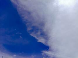 blue sky background with tiny cloudscape as background or wallpaper photo