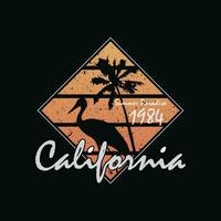 Vector illustration on the theme of Surfing California. t-shirt graphics, poster, banner, flyer, print and postcard