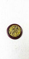 wax seal stamp on white paper background. Top view. Copy space. photo