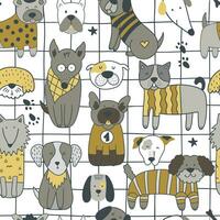 Childish seamless pattern with dogs in Scandinavian style. vector