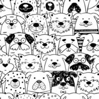 Scandinavian seamless pattern with black and white dogs. vector