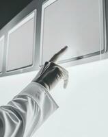 AI generated a scientist touching control panels photo