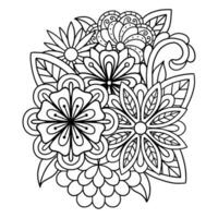 Floral composition for coloring book. vector