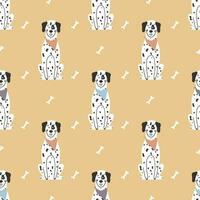 Dalmatians seamless pattern in hand-drawn style. vector