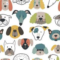 Scandinavian seamless pattern with dog faces. vector