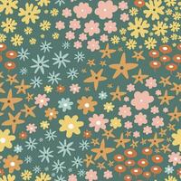 Spring seamless pattern with a lot of wildflowers. vector