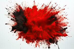 AI generated Abstract red and black ink splashes on white background, abstract background. photo