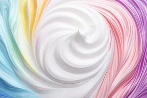 AI generated Close up of white whipped cream swirl texture for background and design. photo