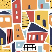 Modern seamless pattern with abstract houses. vector