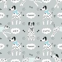 Dalmatians seamless pattern in hand-drawn style. vector