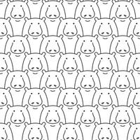 Cute hippos seamless pattern on white background. vector