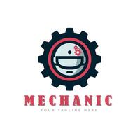 mechanic gear helmet logo template design for brand or company and other vector