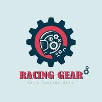 Racing mechanic gear helmet logo template design for brand or company and other vector