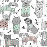 Childish seamless pattern with dogs in Scandinavian style. vector