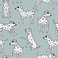 Childish seamless pattern with cute dalmatian in Scandinavian style. vector