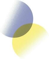 Vector halftone intersection effect circles yellow and blue isolated on white background