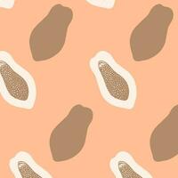 Vector seamless pattern with papaya on peach fuzz colour background