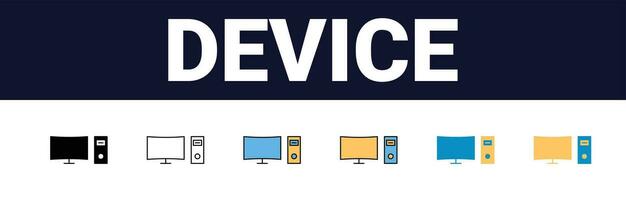 Computer Technology icon. Line, glyph and filled outline colorful version, Monitor Display Screen outline and filled vector sign. Symbol, logo illustration. Different style icons set. Vector graphics