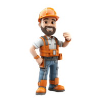 AI generated 3D cartoon character a worker, Isolated transparent background png. generated with AI png