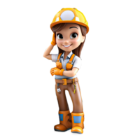 AI generated 3D cartoon character a worker, Isolated transparent background png. generated with AI png