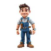 AI generated 3D cartoon character a worker, Isolated transparent background png. generated with AI png