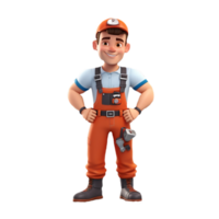 AI generated 3D cartoon character a worker, Isolated transparent background png. generated with AI png